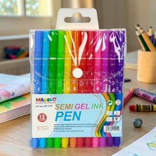خودکار ژلهای اکلیلی ۱۲ رنگ ماکاسو (Macaso) مدل JH-919 نوک ۰.۷ میلیمتر